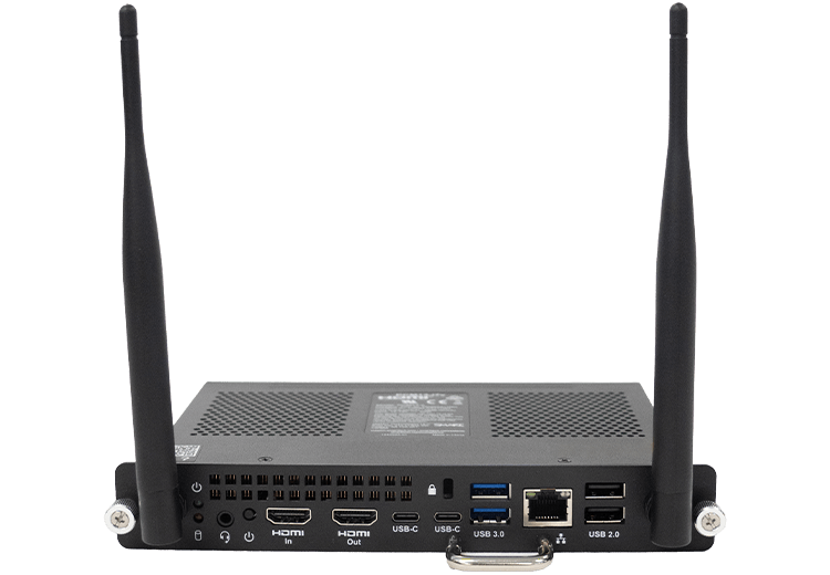 Back view of the SMART Computing Module PCM13 i7 showing ports, antennas, and connectivity options.